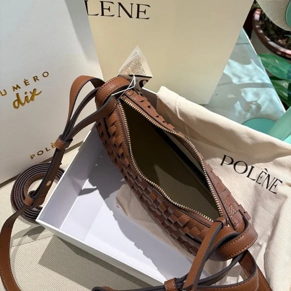 Polene Brown Woven Crescent Shoulder Bag - Picture 4 of 8